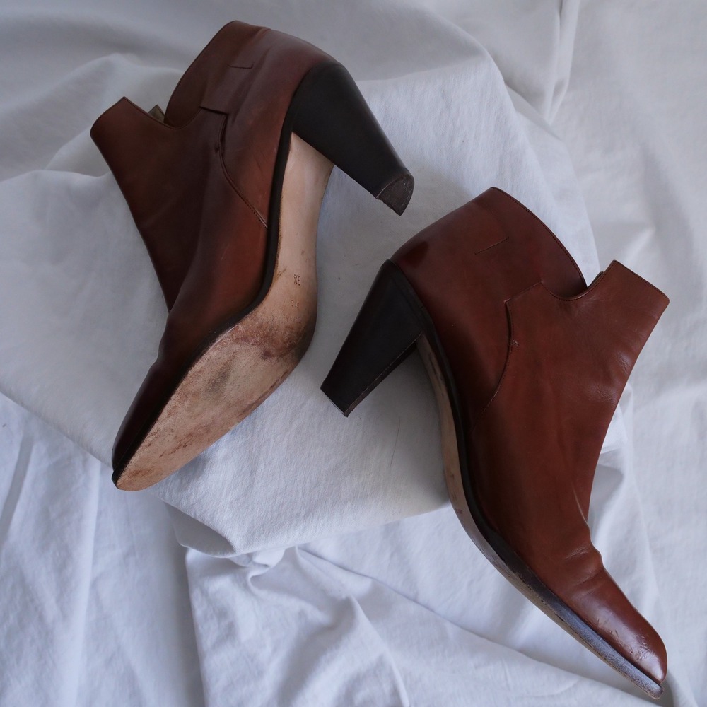 Great vintage 90s Via‎ Spiga brown leather booties - Picture 6 of 8